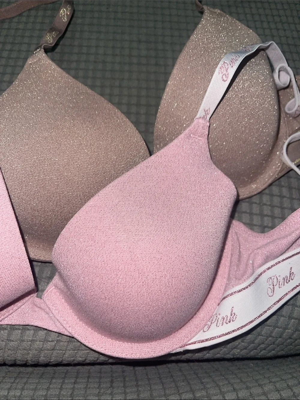 Pink by Victoria Secret Pink & taupe Lightly Padded Bras  32B
